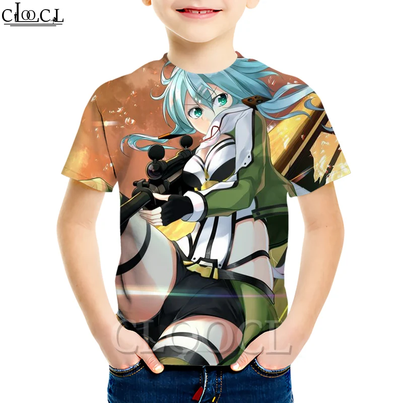 

CLOOCL Japanese Anime Sword Art Online 3D Print Kids T-shirt Summer New Baby Boys Short-sleeved Wild Round Neck Tops