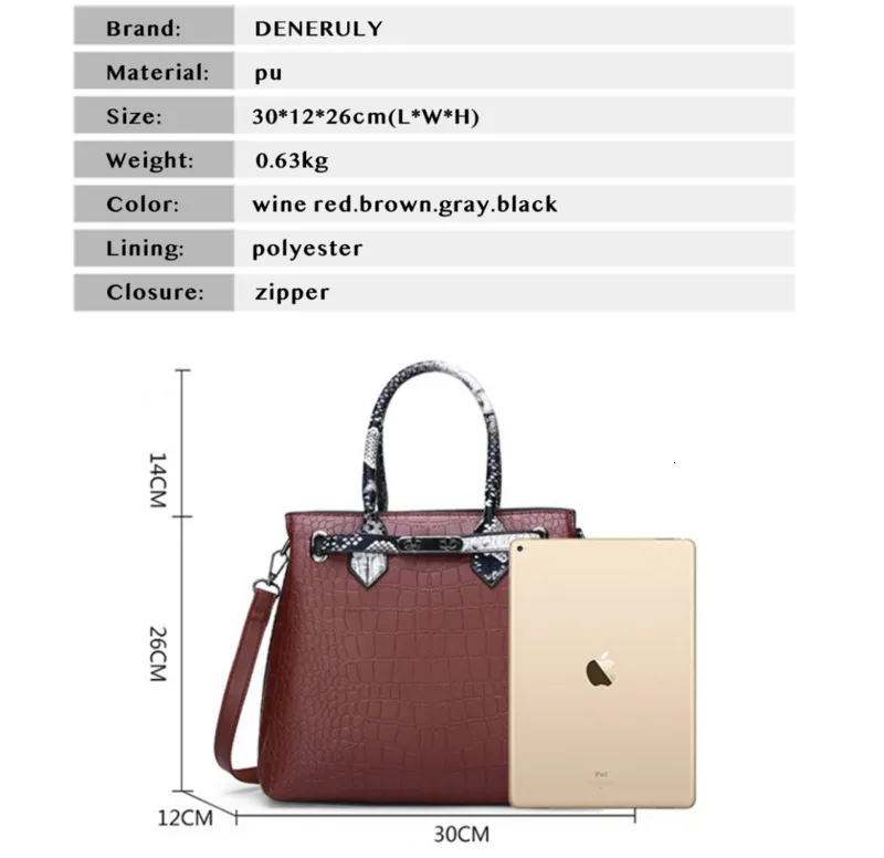 luxury crocodile leather handbags women bags designer brand famous vintage women shoulder bags high quality leather tote bag free global shipping