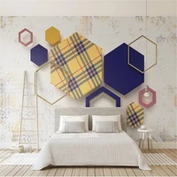mlofi custom wallpaper mural retro geometric hexagon grid stitching 3d three dimensional cloth pattern background wall