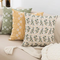 nordic ins flower leaf embroidery pillowcase tufted cushion bed head cushion lumbar pillows square decorative pillows for sofa