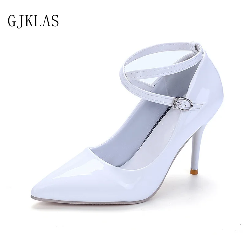 

Patent Leather Stiletto for Women Pointed Toe Pumps Women Shoes High Heel White Party Shoes Women Red Heels Zapato Formal Mujer