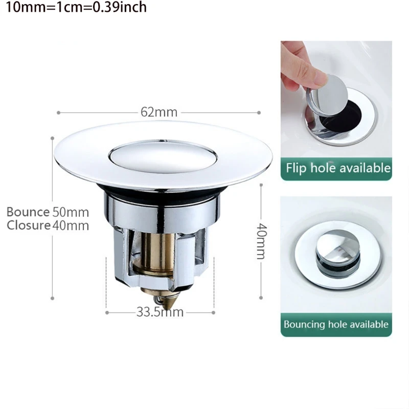 

Universal Bathroom Wash Basin Drain Filter Bounce Core Kitchen Brass Sink Strainer Hair Catcher Anti-clogging Stopper