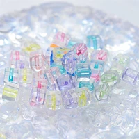 30pcslot square transparent color core beads acrylic spaced handmade beads for diy necklace earrings jewelry making supplies