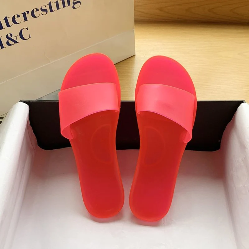 

PVC Material Transparent Jelly shoes Women Slippers 2021 Summer Ladies Sandal Solid Open-toed Beach Shoes Outer women Flip Flop