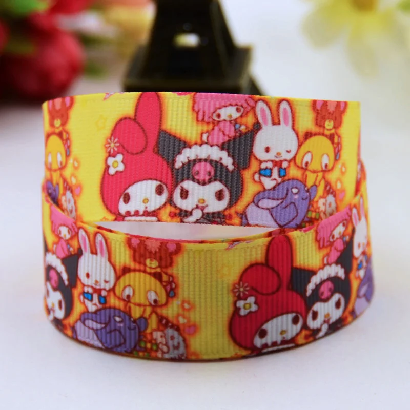 7/"(22 мм) вечерние атласные ленты с принтом персонажа из мультфильма My Melody, 10 ярдов, X-00640