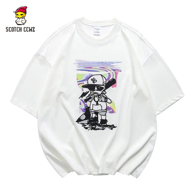 

CCWZ Hip Hop Funny Print T shirt Streetwear T-shirt For Men Women Loose Ins Trend Couple Wear Summer Fashion Tee Oversized