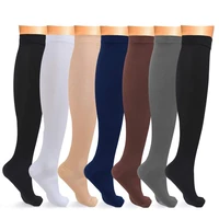 compression stockings solid color pressure varicose vein stocking knee high leg support stretch pressure circulation unisex sock