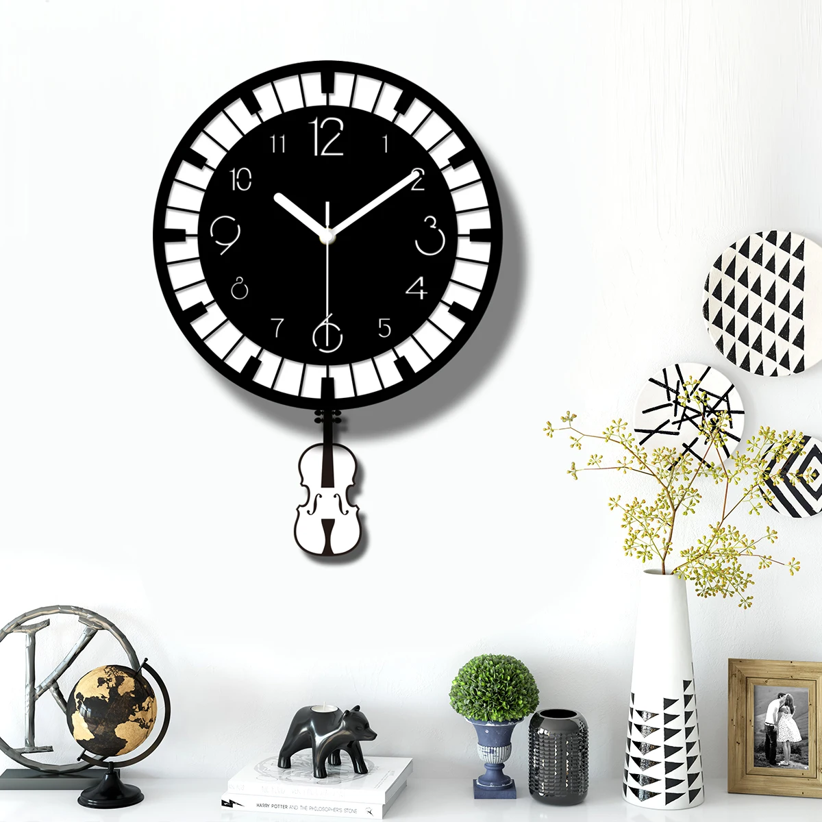 

3D черные настенные часы, современный дизайн, акриловые часы с механизмом качания, настенные часы, домашний декор, гостиная, бесшумные домашн...