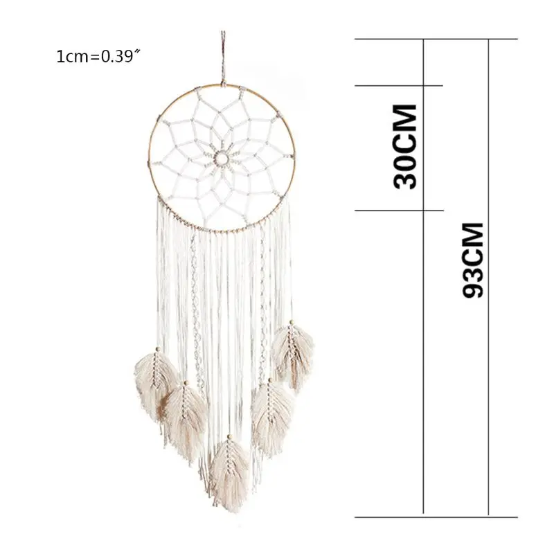 Бамбуковое кольцо Ловец снов хлопковый Тканый гобелен богемный настенный