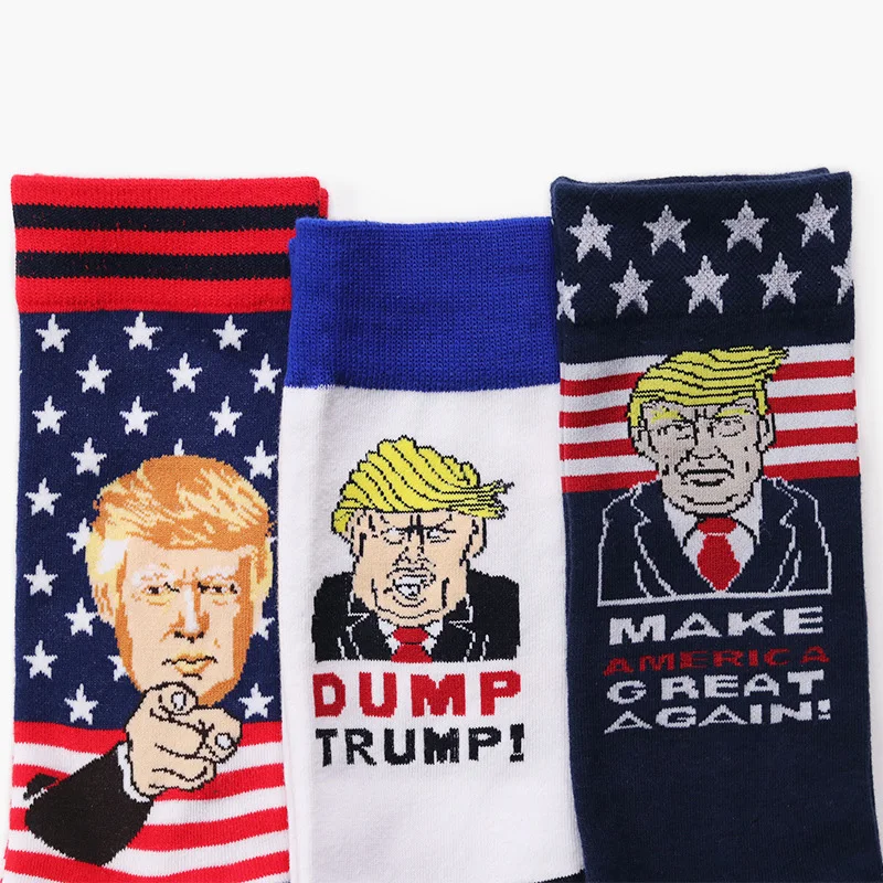 Носки в стиле «Дональд Трамп», унисекс, забавные Повседневные носки с принтом для взрослых, носки с объемными накладными волосами, носки для скейтборда в стиле «хип-хоп», Лидер продаж