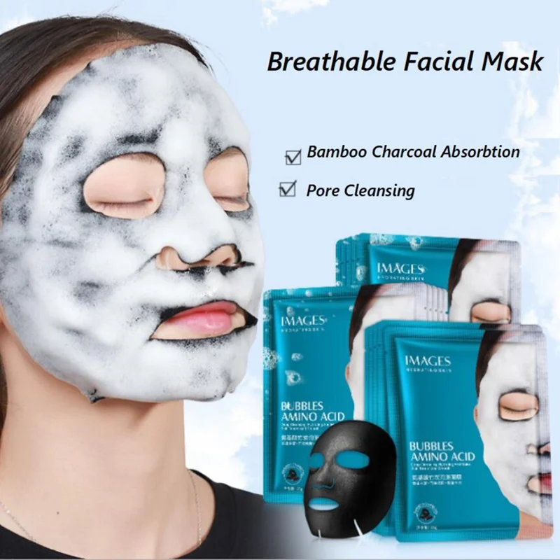

4Pcs/5Pcs Bubbles Amino Acid Facial Mask Cleaning Bamboo Charcoal Shrinking Pores Oil-control Moisturizing Hydrating Smooth