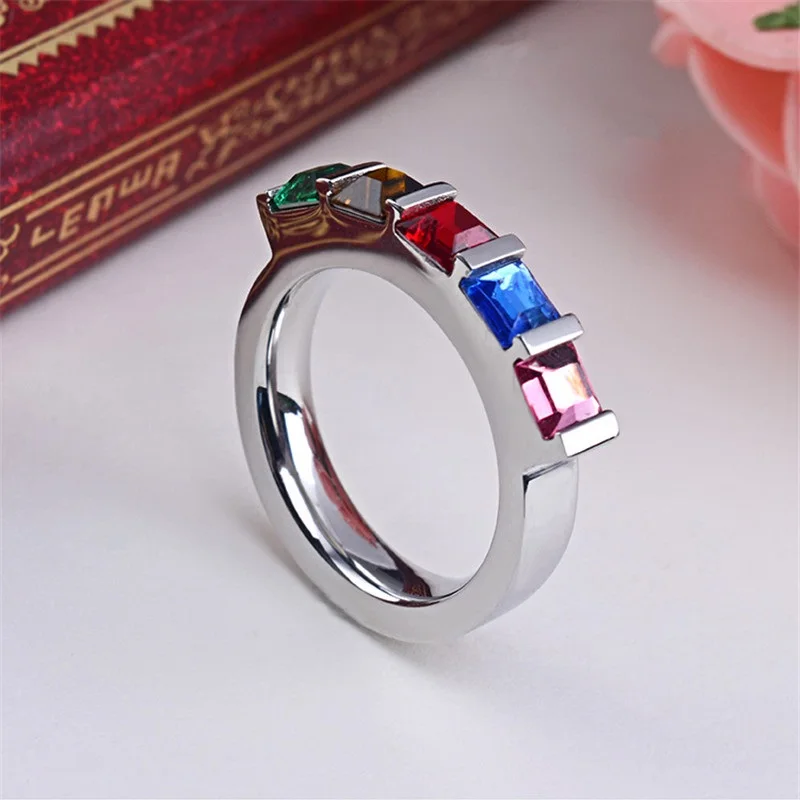 2020 Радужное кристаллическое ЛГБТ-кольцо красочное кольцо для реальной любви