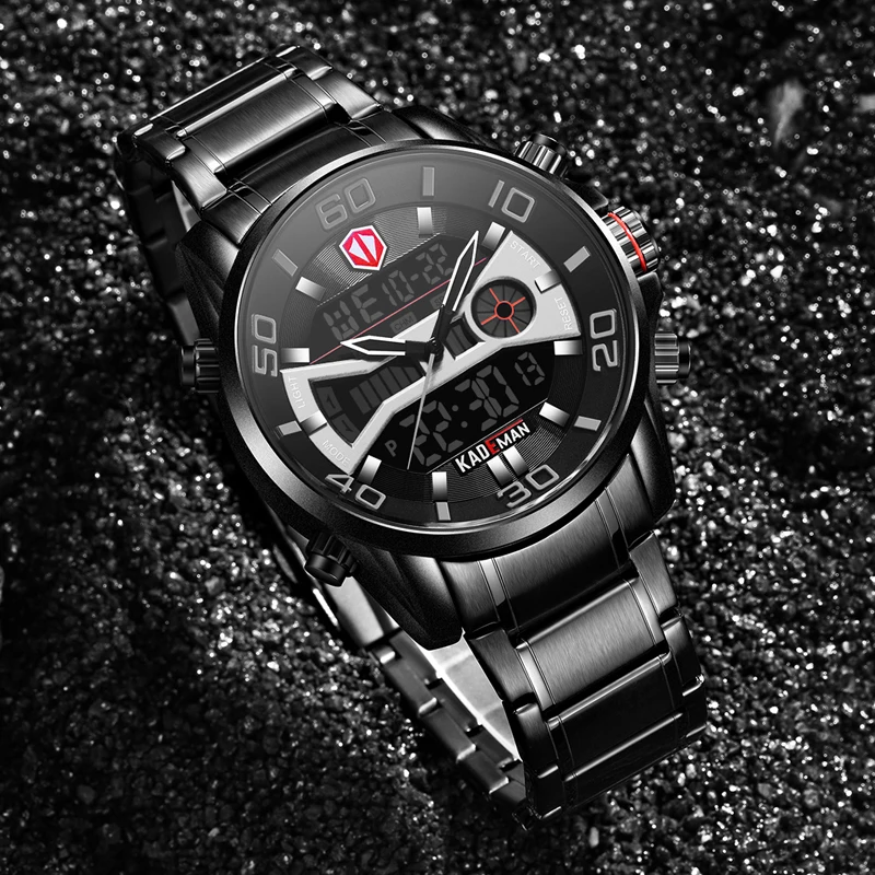 KADEMAN модные спортивные часы для мужчин кварцевые цифровые мужские с ЖК дисплеем