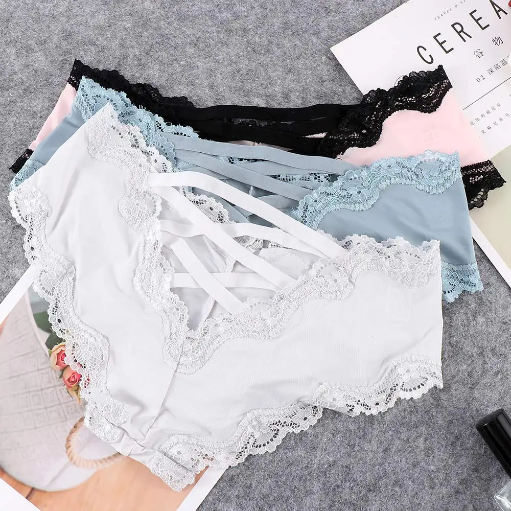 2019 модные трусики бандажные ажурные шелковые сексуальные женские кружевные