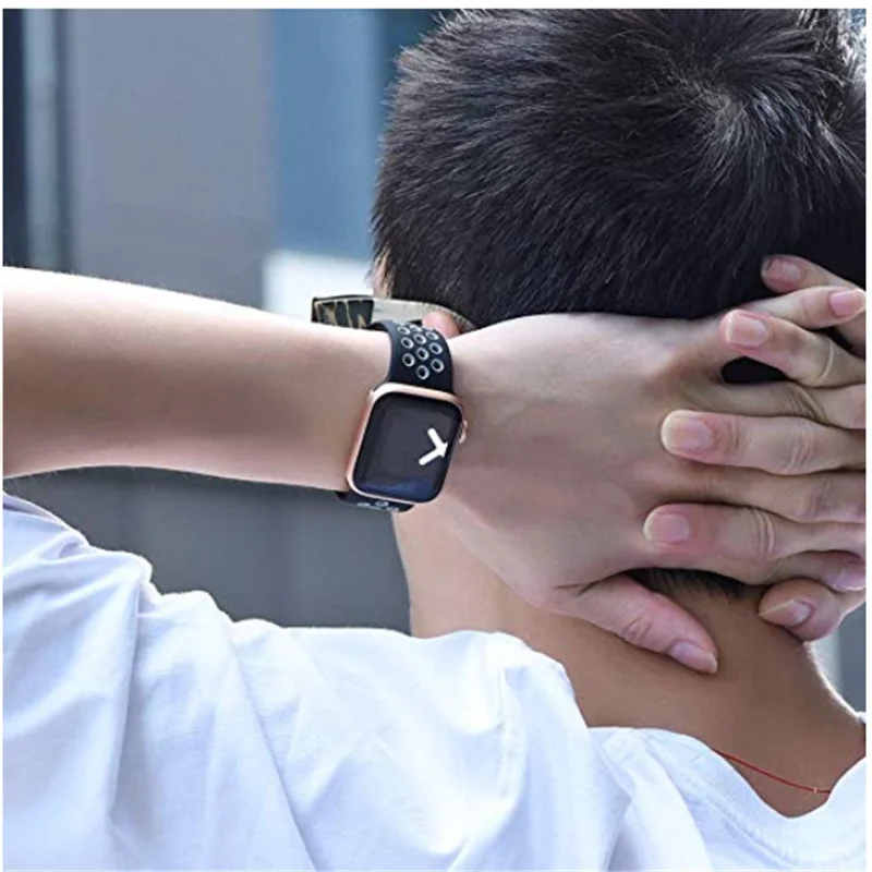 Ремешок для наручных часов Apple Watch 4 3/2/1 30 color38MM 40 мм Силиконовые из дышащего материала для наручных часов iWatch, сменный ремешок Спортивная петля серии 4 42 мм 44 мм