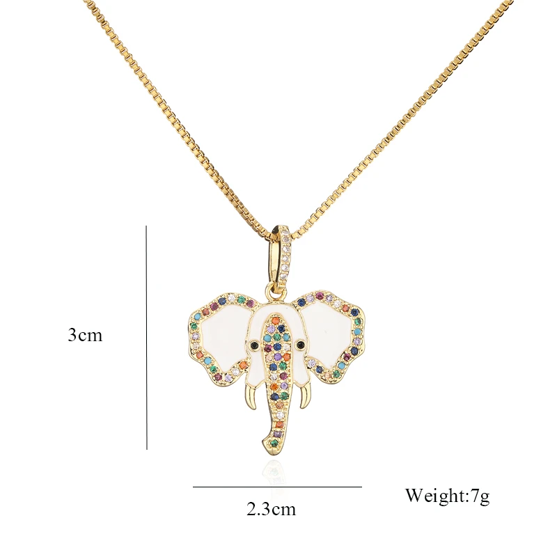2021 Новая мода Белый в виде капель масла слон кулон ожерелье Золотая цепочка