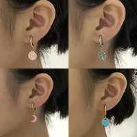 color hoop earrings stainless steel earring smile charms earring heart star moon pendant earrings for women earrings jewelry