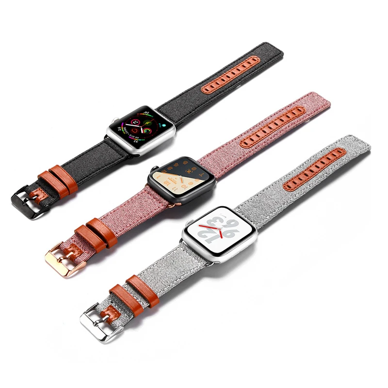 

Strap for Apple Watch Band 44mm 40mm 42mm 38mm Iwatch Apple Watch 6/5/4/SE/3/2/1 Bracelet Fabric Genuine Leather Watchband