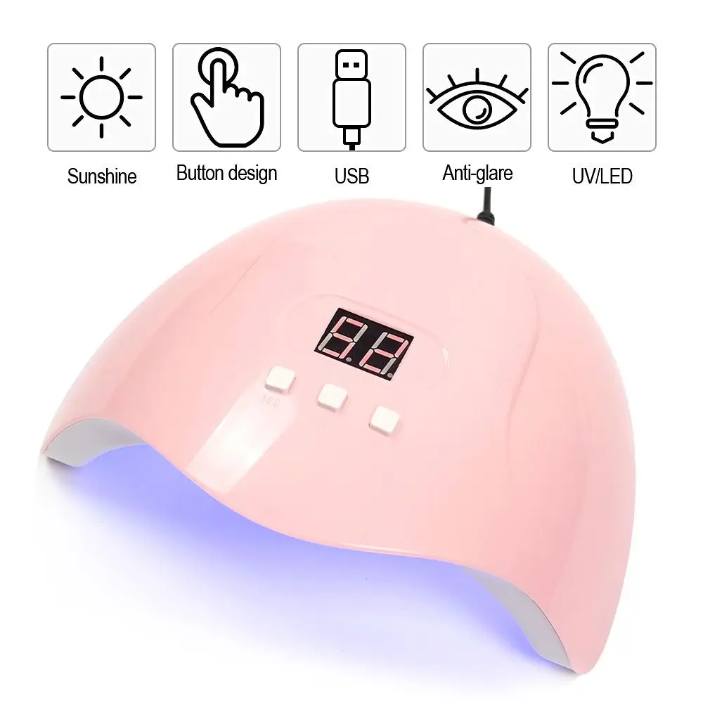 

For Curing Nail Polish Gel USB Charging Pink Machine Auto Sensor Time Setting UV 18 LEDs Nail Lamp 36W Nail Dryer