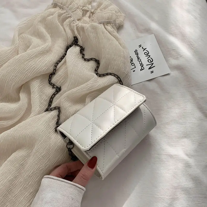 

Popular Simple Female Daily Bag Lattice Pattern PU Leather Crossbody Bag Women Chain Mini Flap Shoulder Handbag Small Wallet