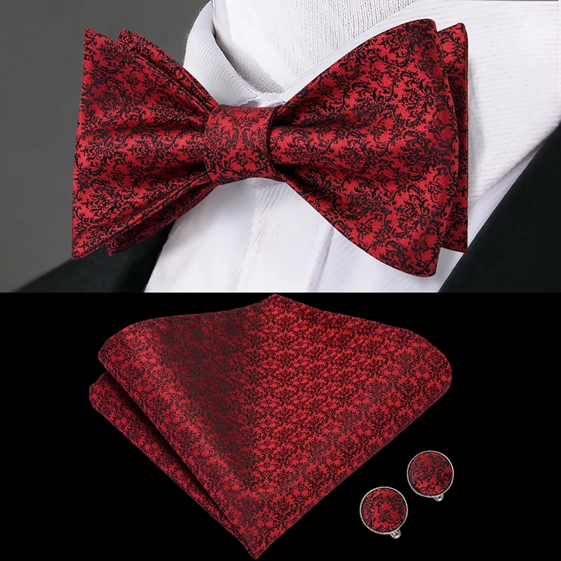LH-2014 Hi-Tie, роскошный Шелковый мужской галстук-бабочка, галстук-бабочка, набор для мужчин, клетчатый коричневый галстук-бабочка, носовой платок, носовой платок, запонки, набор для мужчин s - Цвет: LH-2014