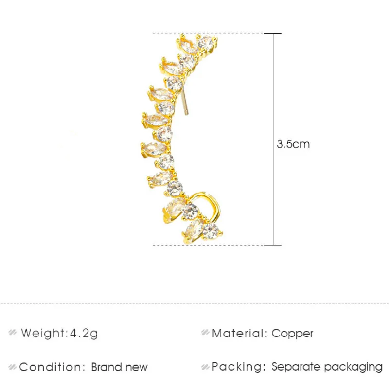

Korean Creative Zircon Geometric U-shaped Integrated Clip Earrings for Women Statement Ear Jewelry Gifts