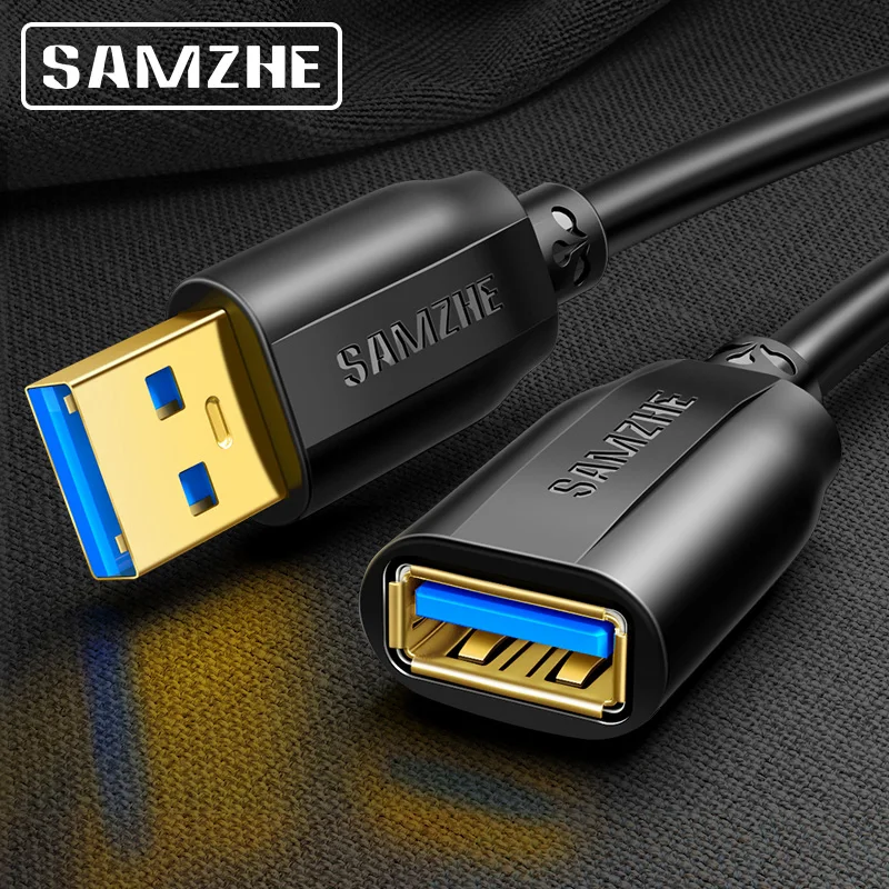 SAMZHE USB 3,0 удлинитель для мужчин и женщин USB3.0 2,0 удлинитель для ПК ТВ PS4 компьютера ноутбука удлинитель данных шнур - изображение
