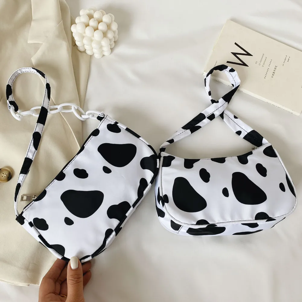 

Fashion Cow Milk Print Women Handbag Totes Female Casual Underarm Shoulder Bags Popular Simple Female Daily Bag