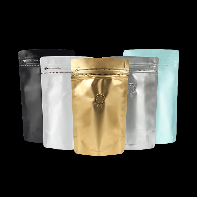 Кофейный клапан из алюминиевой фольги с застежкой молнией упаковка для магазина