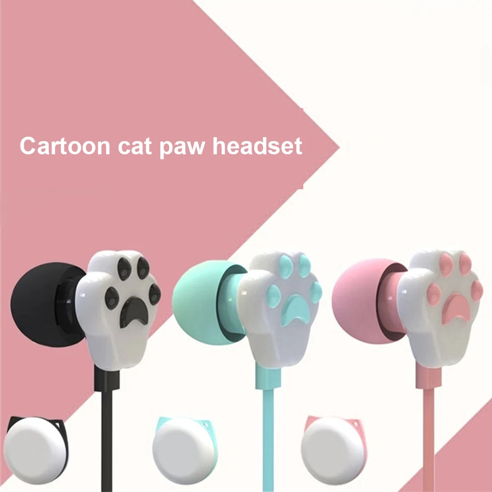 3 5 мм проводные наушники милый кот Paw In ear с микрофоном Hands Free Спорт стерео музыка