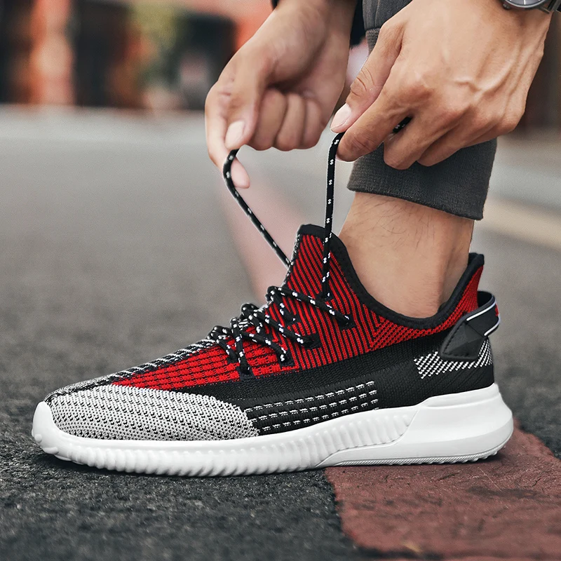

Sneakers Men Mesh Breathable Lightweight Casual Shoes Lace Up Walking Running Shoes Large Size 38-46