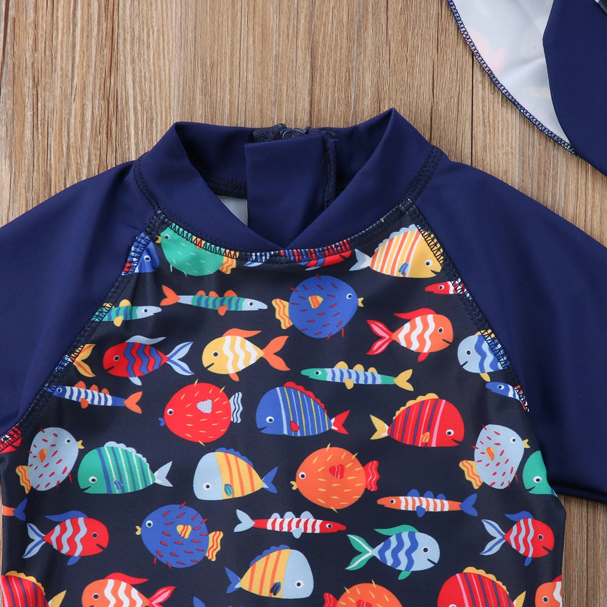 2019 Kids Baby Boy Swimsuit Swimwear Half Sleeve Cartoon Fish Print Bathing Suit Beach Rash Guard Surfing |