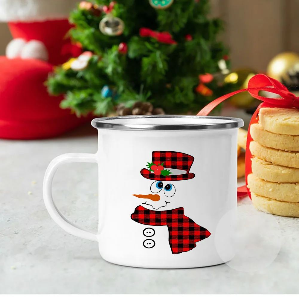 Taza de esmalte de Navidad para hombre, taza de Pap&aacute; Noel Secreto, Reno, nieve, chocolate caliente, regalo familiar de Navidad-3