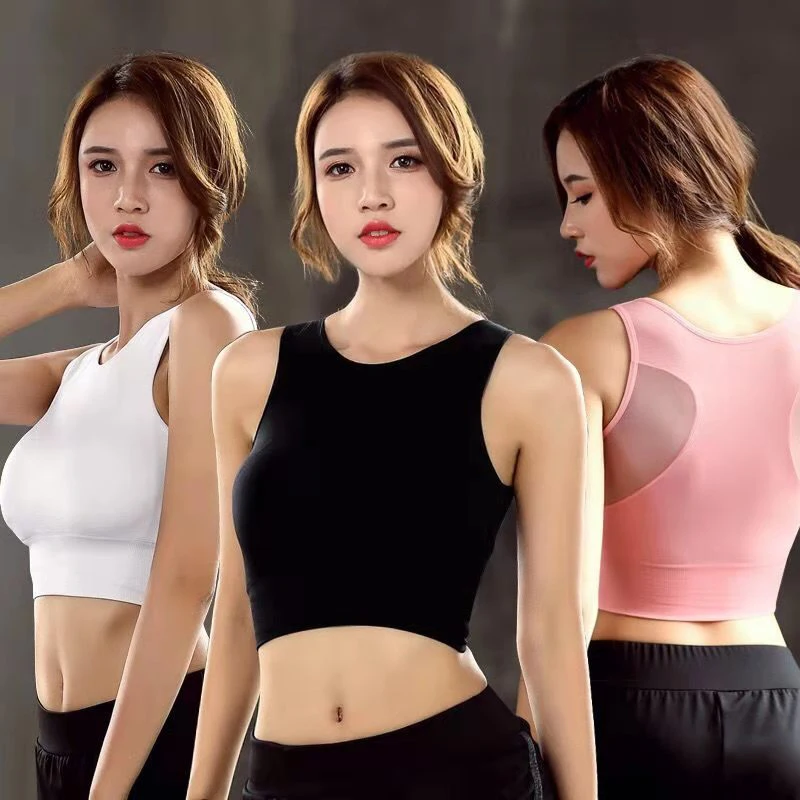 

Women Sport Bra Breathable Mesh Shockproof Gym New women's breathable shockproof mesh yoga colete esporte sutiã Sports bra for t