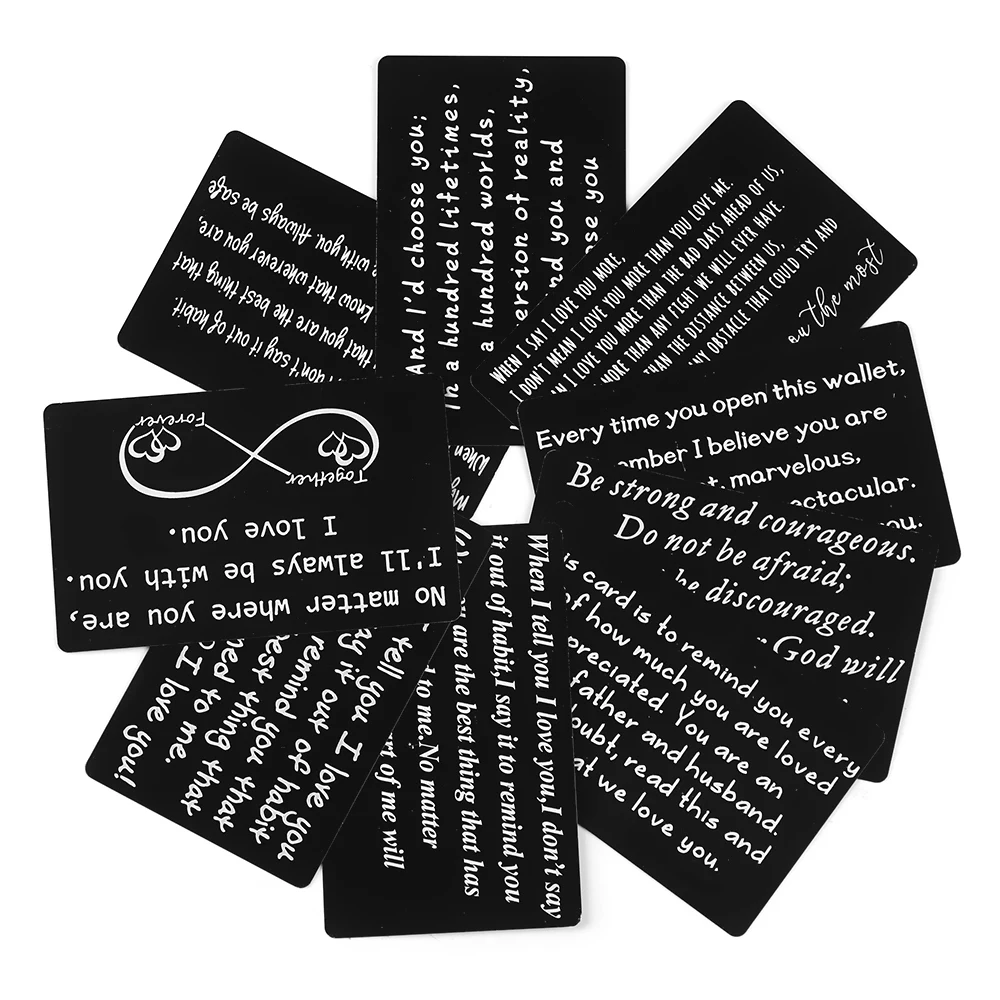 1 шт. мини-кошелек с гравировкой и надписью Love Note, уникальный дизайн, кошелек из нержавеющей стали, открытка для юбилея, памятные подарки бойфренда