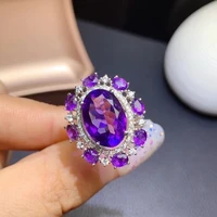 jewelry 925 silver amethyst ring 1012mm real amethyst silver ring birthday gift for woman amethyst jewelry