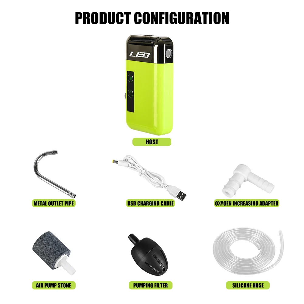 USB Charging Fishing Oxygen Pump Intelligent Sensor Portable LED Lighting Compression Resistance Outdoor for LEO | Дом и сад