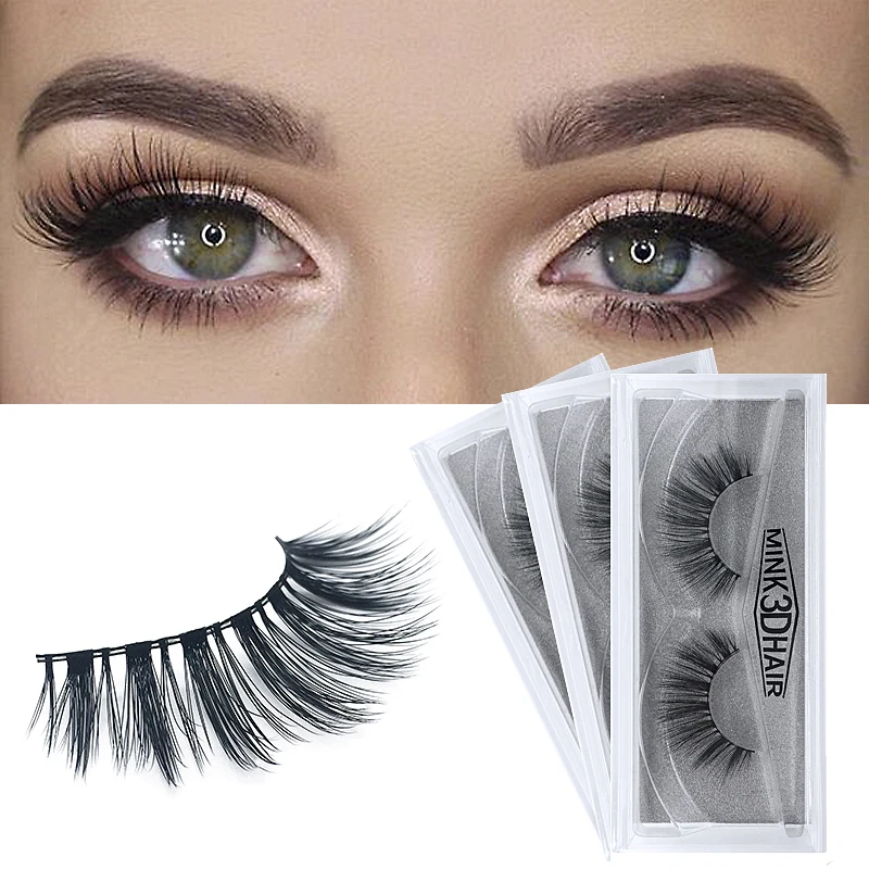 

3D faux mink double layered silk lashes synthetic fakeextension with private label eyelashes a pair of eyelashes female dense