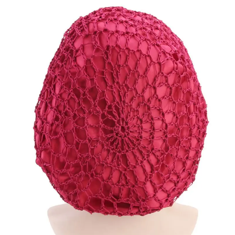 

Womens Hollow Out Mesh Net Snood Bonnet Sleep Solid Color Wide Band Vintage Crochet Knitted Chemo Turban Hair Cover