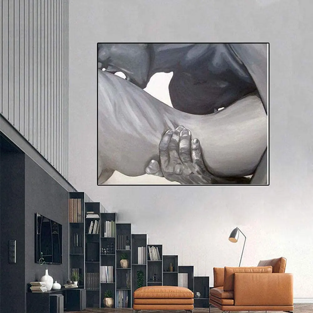 

IULLKI Men Women Sexy Naked Couple Poster Sexy Nude Picture Couple Love Wall Art R18 Paintings Canvas Prints Living Room Bedroom