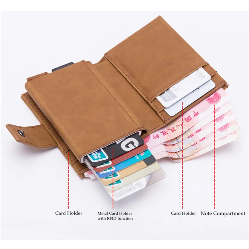Pu leather Automatic Card Wallet RFID Holder Minimalist Men Credit Box Blocking holder Package |