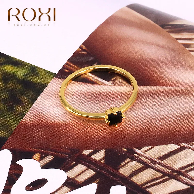 Женское кольцо из серебра 925 пробы с черным кристаллом | Украшения и аксессуары