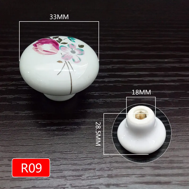 R09-32 Белый цвет роза lotus love простые мебельные ручки под одно отверстие CeramicKitchen Мебельная ручка ящика шкафа - Цвет: R09-32