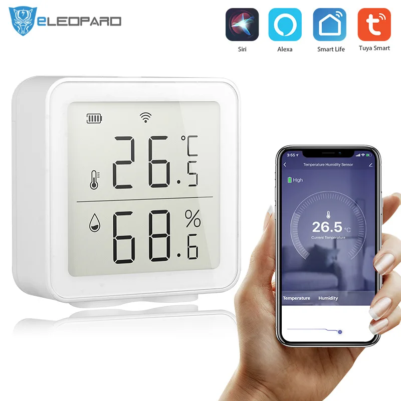 

NEW Tuya WIFI Temperature And Humidity Sensor Indoor Hygrometer Thermometer With LCD Display Support Alexa Google Assistant home