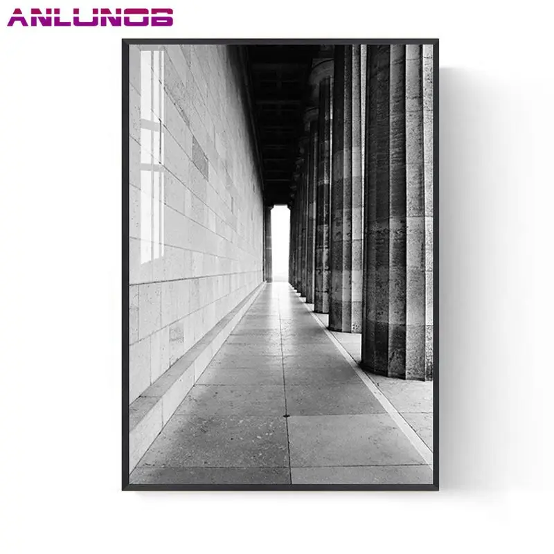 

Black and white industrial style porch modern light luxury living room sofa back hanging painting Nordic restaurant murals