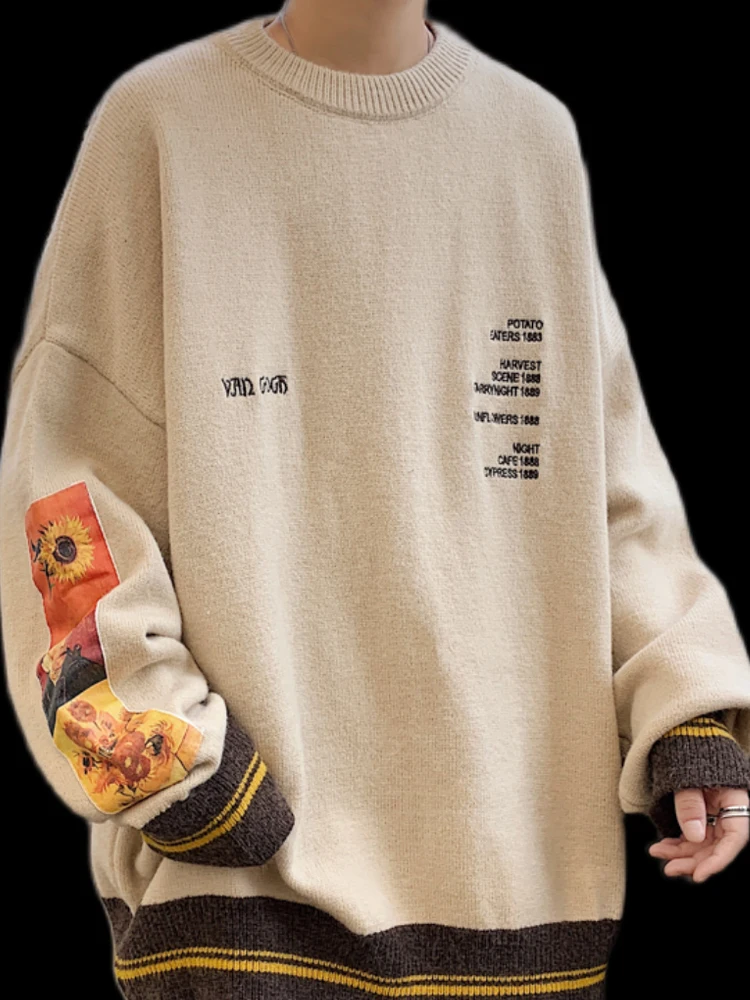 

Sweater men's autumn and winter thick round neck large size loose lazy sweater 2020 new trend outer wear