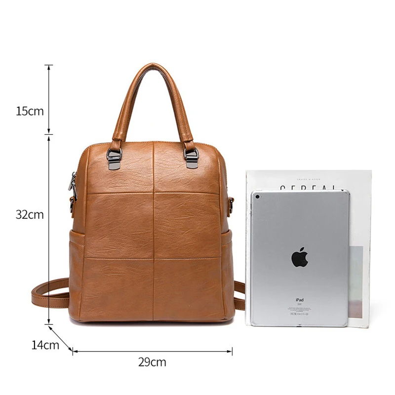 Рюкзак женский из мягкой кожи ранец для учебников школы и бизнеса сумка
