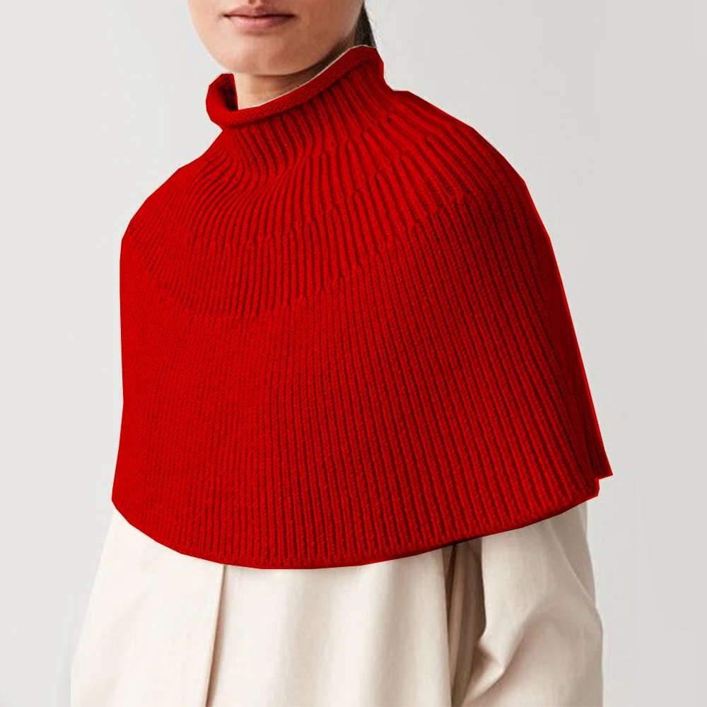 

Winter Women'S Solid Color Turtleneck Crochet Cloak Shawl Vest Poncho Knitted Sweater Wrap Coat Female Bolero Tops Waistcoat