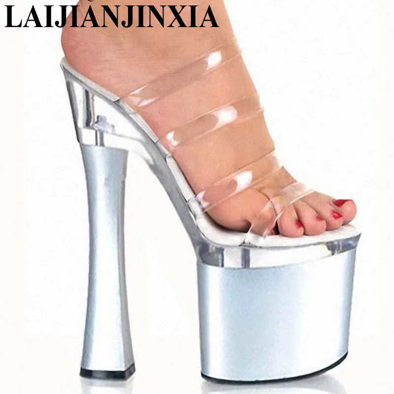 

LAIJIANJINXIA Wedding Slippers Women Sexy Night Club Pole Dance Shoes 18cm High-Heeled Shoes Ankle-Strap High-Heeled Dance Shoes