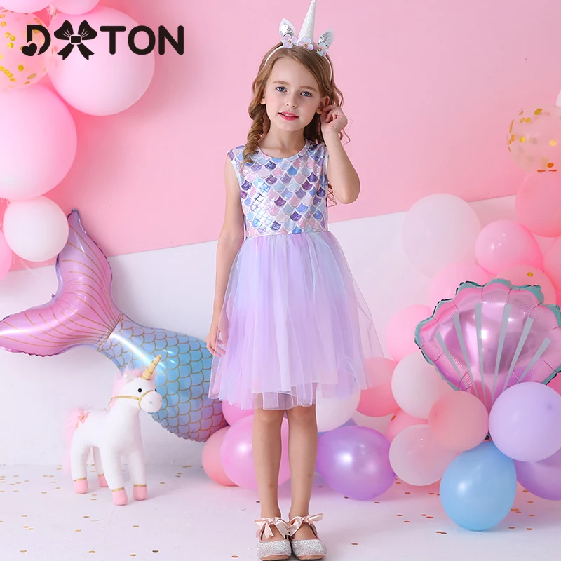 

DXTON New Arrival Girls Summer Dresses Sleeveless Kids Party Princess Dress Fashion Gradient Dresses Children Colorful Clothes